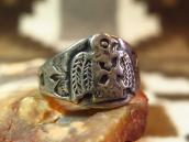 Antique Crossed Arrows Stamped Thunderbird Patch Ring c.1930