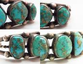 Vintage Silver Row Cuff w/Morenci Turquoise c.1960