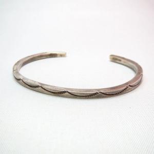 Vintage Stamped Square Silver Wire Cuff  c.1950～