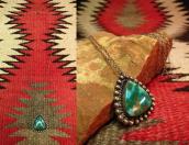 Vintage Triangle Stone Fob Necklace w/Royston TQ
