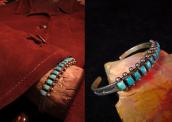 Vintage Zuni Row Cuff Bracelet w/Square TQ  c.1940