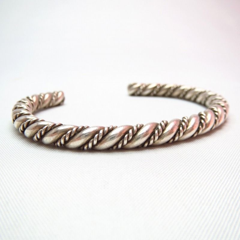Vintage Twisted Silver Wire Cuff Small c.1960～