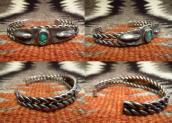 Antique NavajoTwistedwire Cuff Bracelet w/TQ  c.1920