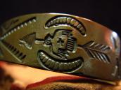 Antique Thunderbird & 卍 Stamped Copper Cuff c.1930