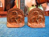 Antique 【End of the Trail】 Brass Bookends  c.1940
